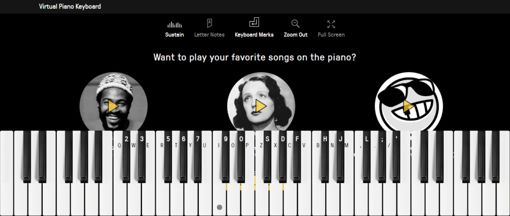 Piano Virtual, Tocar piano online